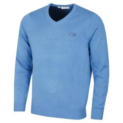 Calvin Klein Golf Herren V-Ausschnitt-Tour Sweater - Blau Marl - L von Calvin Klein