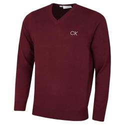 Calvin Klein Golf Herren V-Ausschnitt-Tour Sweater - Burgundy - M von Calvin Klein