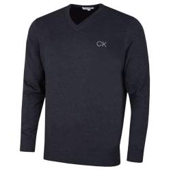 Calvin Klein Golf Herren V-Ausschnitt-Tour Sweater - Denim Marl - L von Calvin Klein