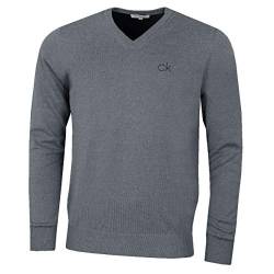 Calvin Klein Golf Herren V-Ausschnitt-Tour Sweater - Grau Marl - S von Calvin Klein