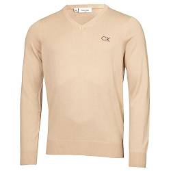 Calvin Klein Golf Herren V-Ausschnitt-Tour Sweater - Latté - XL von Calvin Klein