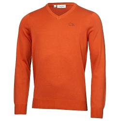 Calvin Klein Golf Herren V-Ausschnitt-Tour Sweater - Orange - XXL von Calvin Klein