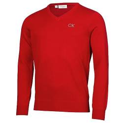 Calvin Klein Golf Herren V-Ausschnitt-Tour Sweater - Rot - M von Calvin Klein