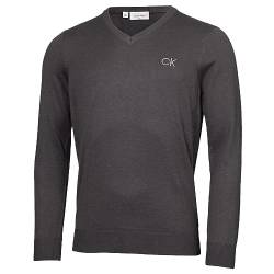 Calvin Klein Golf Herren V-Ausschnitt-Tour Sweater - Stahlgrau - S von Calvin Klein