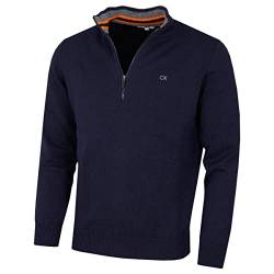 Calvin Klein Herren 1/2 Zip CK Golf Pullover – Navy/Orange – XXL von Calvin Klein