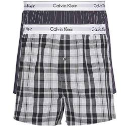Calvin Klein Herren 2er Pack Boxershorts Unterhosen , Mehrfarbig (Ryan Stripe D Well/Hickory Plaid B), L von Calvin Klein
