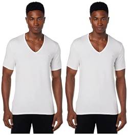Calvin Klein Herren 2er-Pack T-Shirts S/S V Neck 2 PK mit V-Ausschnitt, Weiß (White), L von Calvin Klein