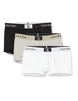 Calvin Klein Herren 3er Pack Boxershorts Low Rise Trunks mit Stretch, Mehrfarbig (Black/Authentic Grey/White), L von Calvin Klein