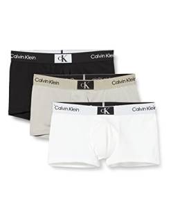 Calvin Klein Herren 3er Pack Boxershorts Low Rise Trunks mit Stretch, Mehrfarbig (Black/Authentic Grey/White), XL von Calvin Klein
