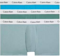 Calvin Klein Herren 3er Pack Boxershorts Low Rise Trunks mit Stretch, Mehrfarbig (Viv Bl Arona Sageb Grn W/ Wh Wbs), 3XL von Calvin Klein