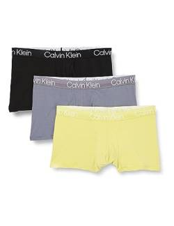 Calvin Klein Herren 3er Pack Boxershorts Trunks Baumwolle mit Stretch, Mehrfarbig (Asphalt Grey/Black/Celery Sprig), L von Calvin Klein