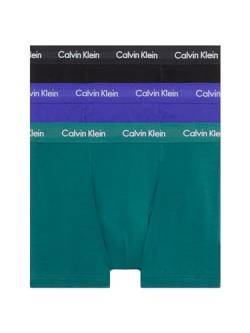 Calvin Klein Herren 3er Pack Boxershorts Trunks Baumwolle mit Stretch, Mehrfarbig (Spectrum Blue, Black, Atlantic Deep), S von Calvin Klein