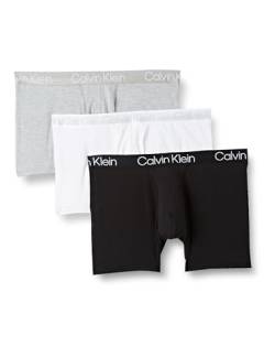Calvin Klein Herren 3er Pack Boxershorts Trunks Baumwolle mit Stretch, Mehrfarbig (White/Black/Grey Heather), S von Calvin Klein