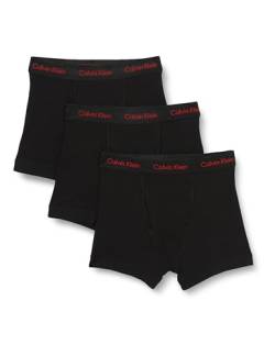 Calvin Klein Herren 3er Pack Boxershorts Trunks Baumwolle mit Stretch, Schwarz (Black W/ Pompian Red Logos), XL von Calvin Klein