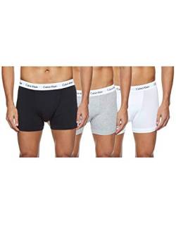 Calvin Klein Herren 3er Pack Boxershorts Trunks Baumwolle mit Stretch, Schwarz ,B-Cool Melon/Glxy Gry/Brn Belt Lg, L, Black/White/Grey Heather, L von Calvin Klein