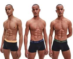 Calvin Klein Herren 3er-Pack Unterhosen mit niedriger Taille, Baumwoll-Stretch Retroshorts, Orange/Blue Shadow/Green, XS von Calvin Klein