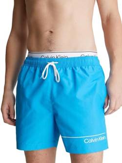 Calvin Klein Herren Badehose Medium Double Mittellang, Blau (Malibu Blue), M von Calvin Klein