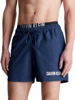 Calvin Klein Herren Badehose Medium Double Mittellang, Blau (Signature Navy), S von Calvin Klein