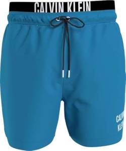 Calvin Klein Herren Badehose Medium Double WB Lang, Blau (Clear Turquoise), S von Calvin Klein