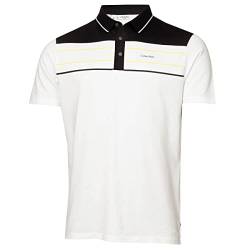Calvin Klein Herren Blackwater nachhaltig Golf Polo Shirt - Weiß/Gelb - M von Calvin Klein