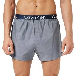 Calvin Klein Herren Boxershorts Slim Baumwolle mit Stretch, Grau (Blueberry Chambray), S von Calvin Klein