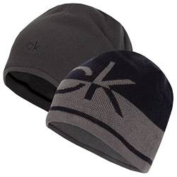 Calvin Klein Herren CK Reversible Knit Beanie Mütze - Navy/Charcoal - Einheitsgröße von Calvin Klein