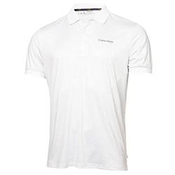 Calvin Klein Herren Frakturdruck Docht Golf Polohemd - Weiß/Pale Silber - S von Calvin Klein