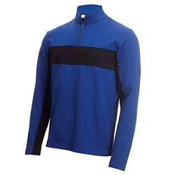 Calvin Klein Herren Geprägte Half Zip Leichte Golf Sweater - Blau/Schwarz - XL von Calvin Klein