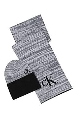 Calvin Klein Herren Geschenkset Schal Mütze für kaltes Wetter, Mehrfarbiges Logo, Einheitsgröße von Calvin Klein
