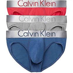 Calvin Klein Herren Hüftslip 3 Stück Slip, Silver/Sierra Ruby/Seashore Blue, L (3er Pack) von Calvin Klein