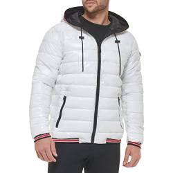 Calvin Klein Herren Kapuzenjacke Super Shine Puffer Jacke, Weiss/opulenter Garten, M von Calvin Klein