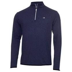 Calvin Klein Herren Newport Sweater mit gestreiften Ärmeln - Navy/Weiß - XXL von Calvin Klein