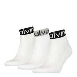 Calvin Klein Herren Quarter Calvin Klein Logo Cuff Men's Quarter Socks 3 Pack, Weiß, Einheitsgröße von Calvin Klein