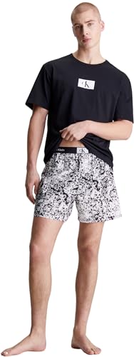 Calvin Klein Herren S/S Boxer Set 000NM2527E Pyjamas, Schwarz (Black Top, Halo Floral Print_Black), L von Calvin Klein
