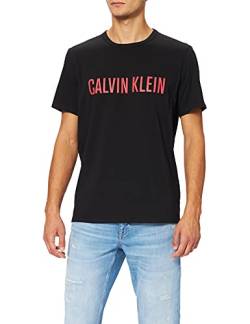 Calvin Klein Herren S/S Rundhalsausschnitt Pyjamaoberteil, Black W/Strawberry Shake, L von Calvin Klein