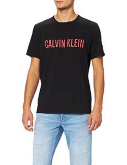 Calvin Klein Herren S/S Rundhalsausschnitt Pyjamaoberteil, Black W/Strawberry Shake, M von Calvin Klein