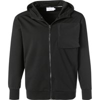 Calvin Klein Herren Sweatjacke schwarz Mikrofaser unifarben von Calvin Klein