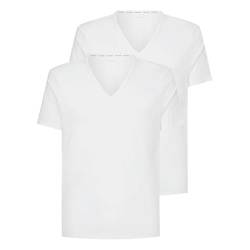 Calvin Klein Herren T-Shirts Kurzarm V Neck V-Ausschnitt, Weiß (White), L von Calvin Klein