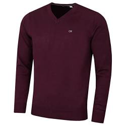 Calvin Klein Herren V-Ausschnitt Soft Cotton Pullover - French Burgundy - L von Calvin Klein