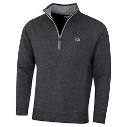 Calvin Klein Herren gefüttert Chunky Half Zip Sweater - Charcoal Marl - L. von Calvin Klein