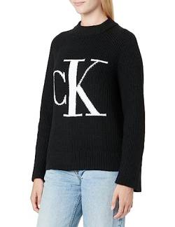 Calvin Klein Jeans Damen Blown Up Ck High Neck Sweater J20J219777 Pullover, Schwarz Black, M von Calvin Klein