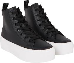 Calvin Klein Jeans Damen Cupsole Sneaker Cupsole Flatform Mid Schuhe, Schwarz (Black/Bright White), 39 von Calvin Klein