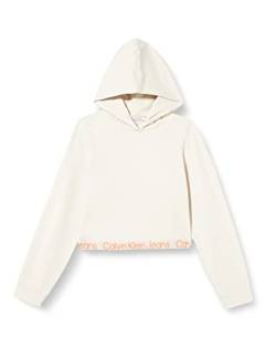 Calvin Klein Jeans Damen Logo Tape Milano Hoodie J20J219904 Langarm Strickoberteile, Beige (Eggshell), 3XL von Calvin Klein