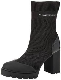 Calvin Klein Jeans Damen Mid Boot Stiefel Platform Strick, Schwarz (Triple Black), 40 von Calvin Klein