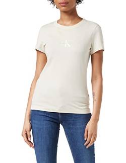 Calvin Klein Jeans Damen Monogram Slim Tee T-Shirt, Eggshell, XS von Calvin Klein