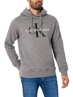 Calvin Klein Jeans Herren Hoodie Core Monologo mit Kapuze, Grau (Mid Grey Heather), S von Calvin Klein