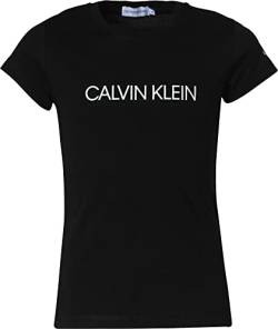 Calvin Klein Jeans Mädchen T-Shirt Kurzarm Institutional Rundhalsausschnitt, Schwarz (Ck Black), 12 Jahre von Calvin Klein