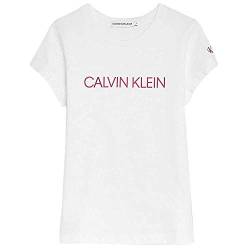 Calvin Klein Jeans Mädchen T-Shirt Kurzarm Institutional Rundhalsausschnitt, Weiß (Bright White), 12 Jahre von Calvin Klein