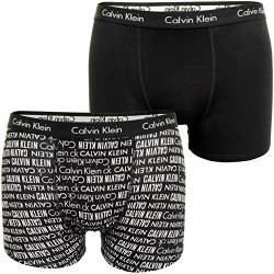 Calvin Klein Jungen 2er Pack Boxershorts Trunks Baumwolle mit Stretch, Schwarz (Black Pr/Black), 8-10 Jahre von Calvin Klein