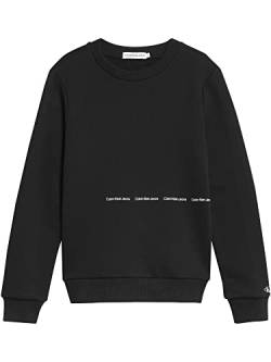Calvin Klein Jungen Pullover Rundhals Micro Logo Sweatshirt Gr. 10 Jahre Schwarz von Calvin Klein